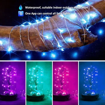 USB LED String Light Ūdensizturīgs Āra Pasaku Gaismas Ziemassvētku App Kontroles LED String Gaismas Mājās Partijas Apdare
