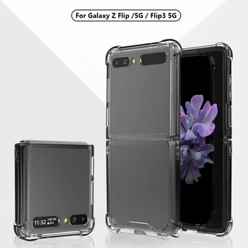 Vienkārši Mīksto TPU Kvadrātveida Rāmis Triecienizturīgs Pārredzamu Case For Samsung Galaxy Z Flip Flip3 ZFlip 3 5G F7110 Skaidrs Grūti PC Vāks