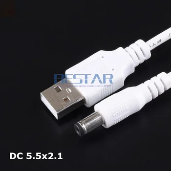 White USB, Lai 5.5*2.1 mm /DC 5521 5.5x2.1mm 5.5 mm x 2.1 mm 5.5 mm/2.1 mm Jack Plug LĪDZSTRĀVAS uzlādes uzlādes Adaptera Kabelis 1M 3FT
