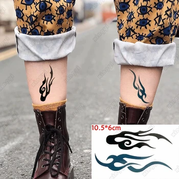 Ūdensnecaurlaidīgus Pagaidu tetovējums tsticker melnā un zilā uguns totem tetovējums, Ūdens Nodošanu viltus tetovējums flash tatto 10.5*6cm vīrietis